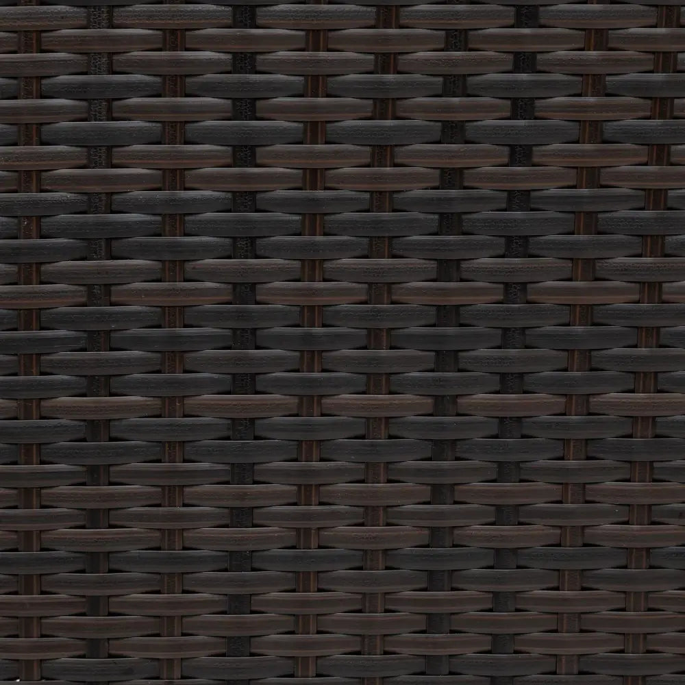 Dark brown woven texture of sectional sofa set with glass table for patio outdoor decor