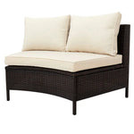 Wicker patio corner chair with cushions from Patio Sectional Sofa Set with Glass Table