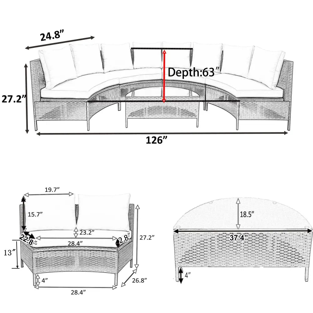 Outdoor wicker sectional sofa set with glass table dimensions for Patio Sectional Sofa Set