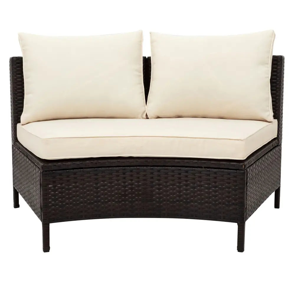 Wicker corner sectional sofa set with cushions and glass table for outdoor relaxation