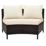 Wicker corner sectional sofa set with cushions and glass table for outdoor relaxation