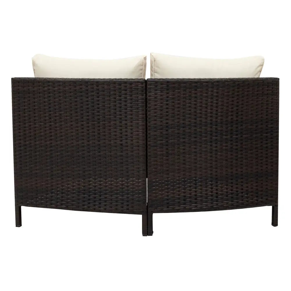Wicker outdoor sofa back in Patio Sectional Sofa Set with Glass Table