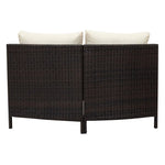 Wicker outdoor sofa back in Patio Sectional Sofa Set with Glass Table