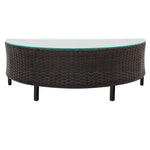 Half-circle wicker table with glass top for Patio Sectional Sofa Set with Glass Table