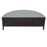 Semi-circular wicker coffee table with glass top from Patio Sectional Sofa Set