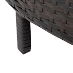 Woven brown furniture leg on sectional sofa in Patio Sectional Sofa Set with Glass Table