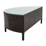 Wicker coffee table with glass top in Patio Sectional Sofa Set with Glass Table