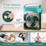 Portable green air conditioner fan with three speeds for ultimate stay cool comfort