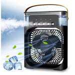 Portable black air cooler with water tank designed for the Portable 3-in-1 Air Conditioner Fan to stay cool