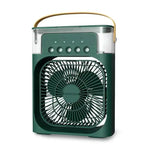 Green portable air cooler for the Portable 3-in-1 air conditioner fan to help you stay cool