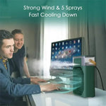 Green portable air conditioner fan for effective cooling and staying cool during summer