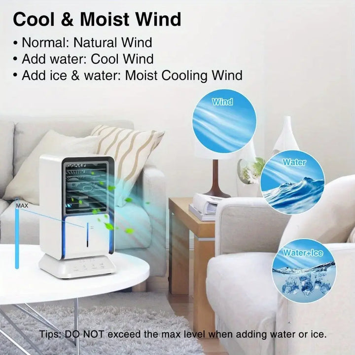 Portable air cooler and mini air conditioner for efficient cooling and easy portability