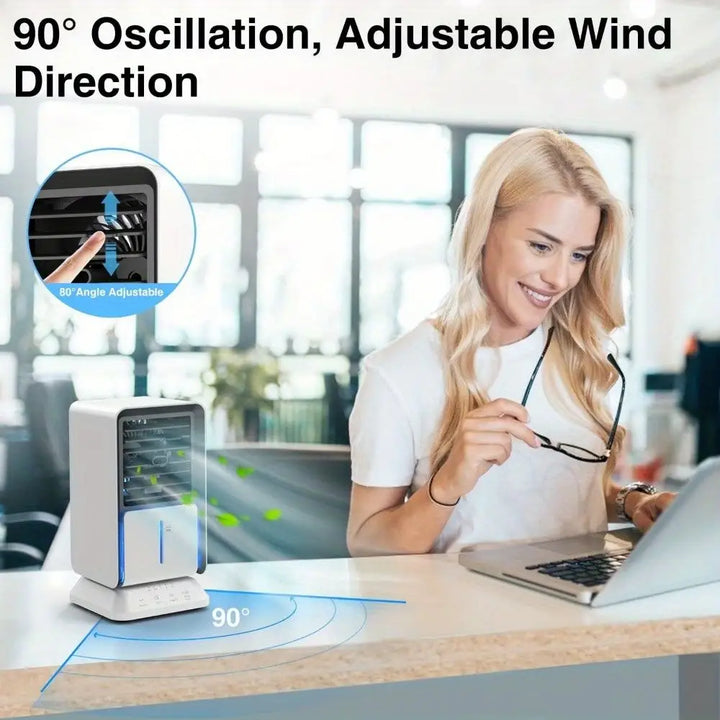 Portable air cooler with adjustable wind direction for efficient cooling and comfort