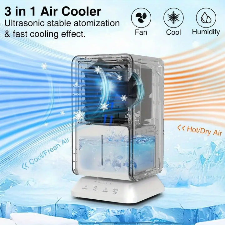 Portable Air Cooler Mini Air Conditioner demonstrating a compact portable air cooler for efficient cooling