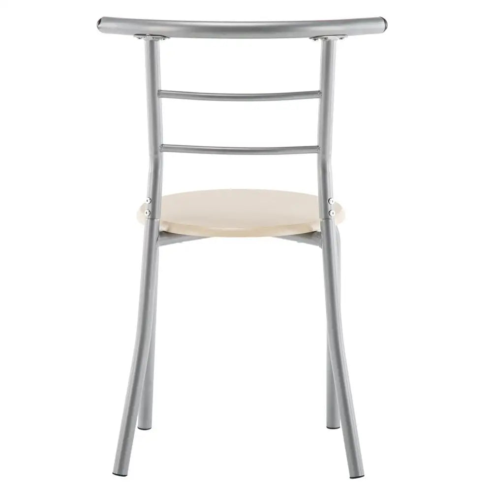 Silver metal chair with padded seat for PVC Breakfast Table MDF PVC Material sturdy steel tube