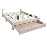 Upholstered Queen Size Bed with Storage Drawer and box spring in 1pc queen size bed design
