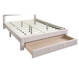 Upholstered Queen Size Bed with Storage Drawer and box spring in 1pc queen size bed design
