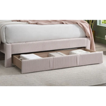 Pink upholstered Queen Size Bed with storage drawer and box spring for 1pc Queen Size bed