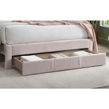 Pink upholstered Queen Size Bed with storage drawer and box spring for 1pc Queen Size bed