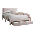 Pink upholstered Queen Size Bed with Storage Drawer and box spring for 1pc queen size bed