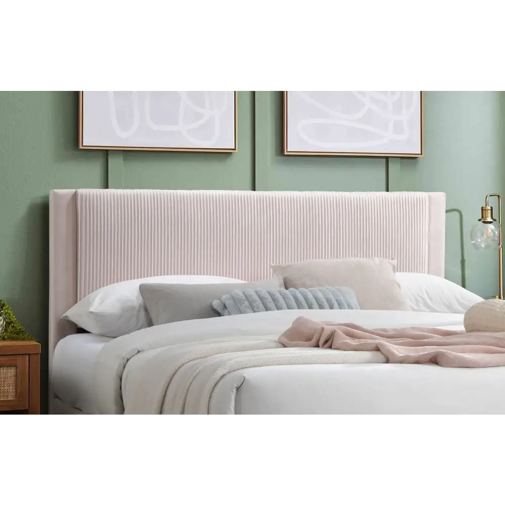 Upholstered headboard with vertical channel tufting for 1pc Queen Size Bed with Storage Drawer