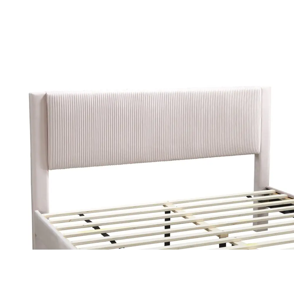 Upholstered headboard bed frame with storage drawer for 1pc Queen Size Bed with box spring