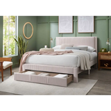 Pink upholstered Queen Size bed with storage drawer and box spring for 1pc queen size comfort