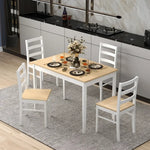 Rectangular dining table with wood veneer and wooden supporting legs for elegant dining