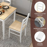 White and light wood dining chair with wood supporting legs for Rectangular Dining Table