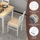White and light wood dining chair with wood supporting legs for Rectangular Dining Table
