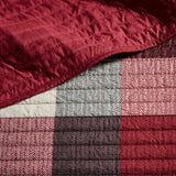 Red plaid reversible daybed cover set with quilted red and plaid bedding for stylish decor