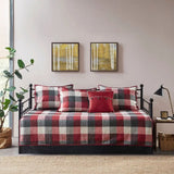 Red Plaid Reversible Daybed Cover Set with matching pillows, perfect for a stylish daybed cover