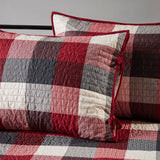 Red and gray plaid reversible daybed cover set for stylish bedroom decor