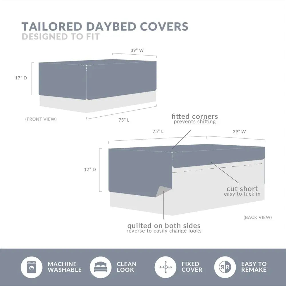 Red Plaid Reversible Daybed Cover Set showcasing tailored daybed cover with dimensions and features