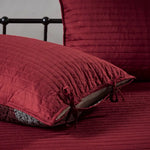 Maroon quilted pillow with tie closures for Red Plaid Reversible Daybed Cover Set
