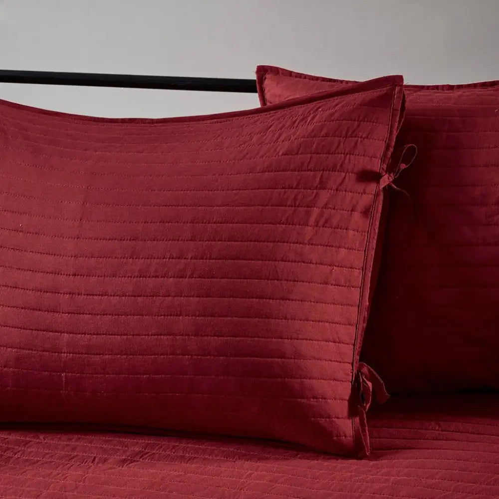 Maroon quilted pillowcases from Red Plaid Reversible Daybed Cover Set