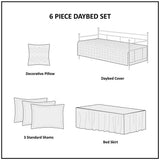 Six-piece Red Plaid Reversible Daybed Cover Set showcasing a stylish reversible daybed cover