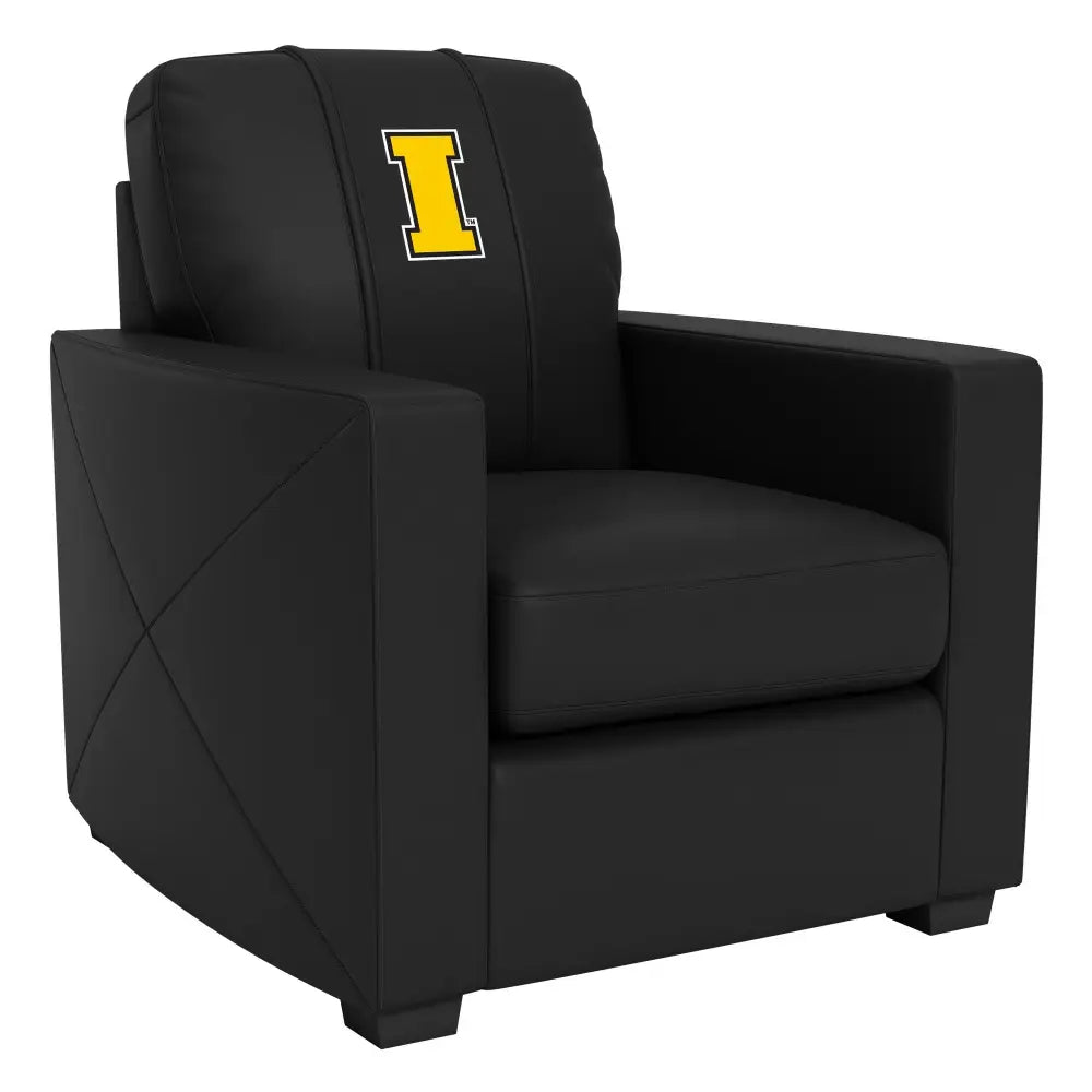 Black armchair with yellow I logo from Iowa Hawkeyes Silver Series Club Chair