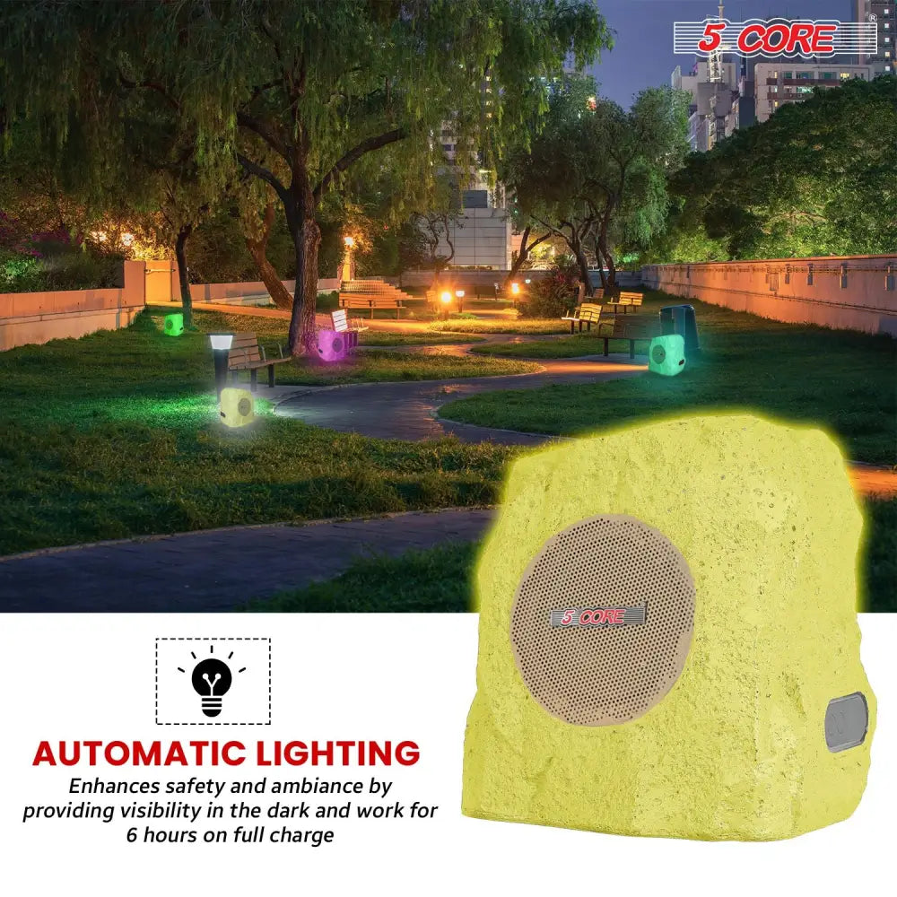 Rock-shaped outdoor bluetooth speaker with lighting for enhanced outdoor sound experience
