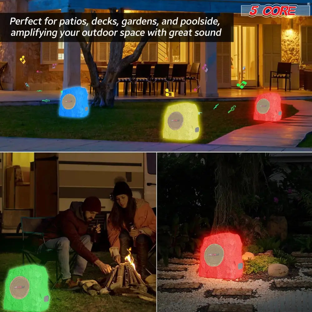Rock-shaped outdoor Bluetooth speaker with colorful illumination for outdoor entertainment