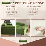 Green plush sofa featuring tufted design in the Velvet Tufted Three Seater Sofa Bed