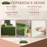 Green plush sofa featuring tufted design in the Velvet Tufted Three Seater Sofa Bed