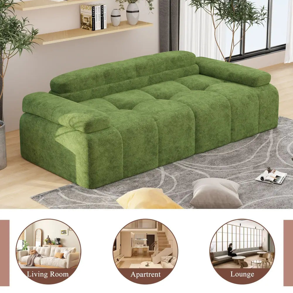 Green modular sofa from Velvet Tufted Three Seater Sofa Bed collection