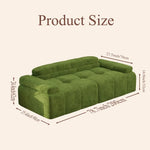 Green Velvet Tufted Three Seater Sofa Bed with dimensions brochure image
