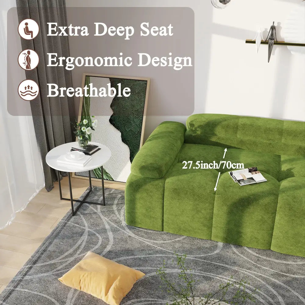 Green modular sofa from Velvet Tufted Three Seater Sofa Bed collection