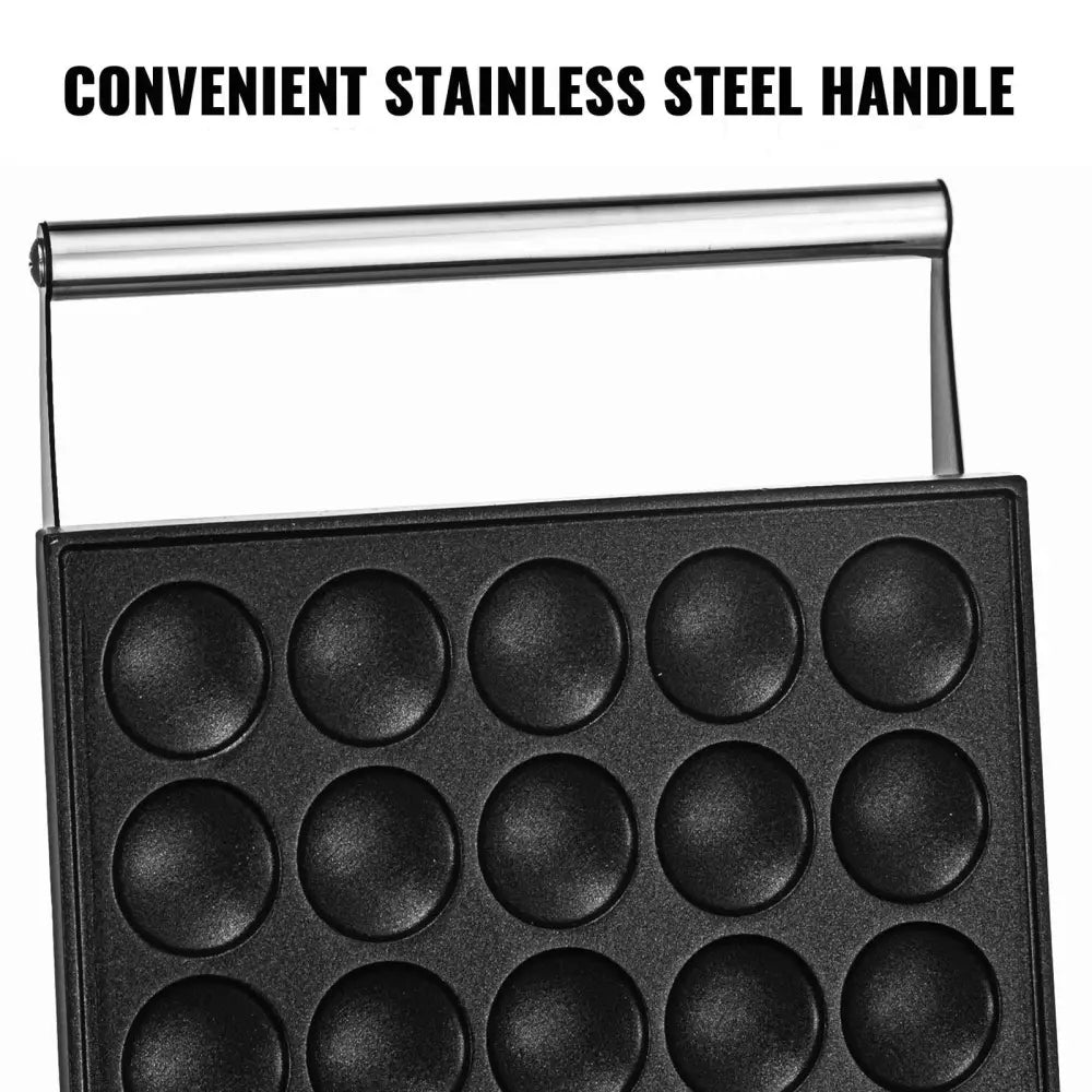 VEVOR Stainless Steel Mini Dutch Pancake Maker with stainless steel handle for easy use