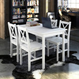 White wooden dining table set for kitchen or dining room, 5-piece table set