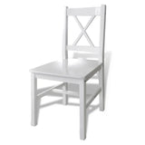 White wooden chair from the White 5 Piece Dining Table Set for Kitchen or Dining Room