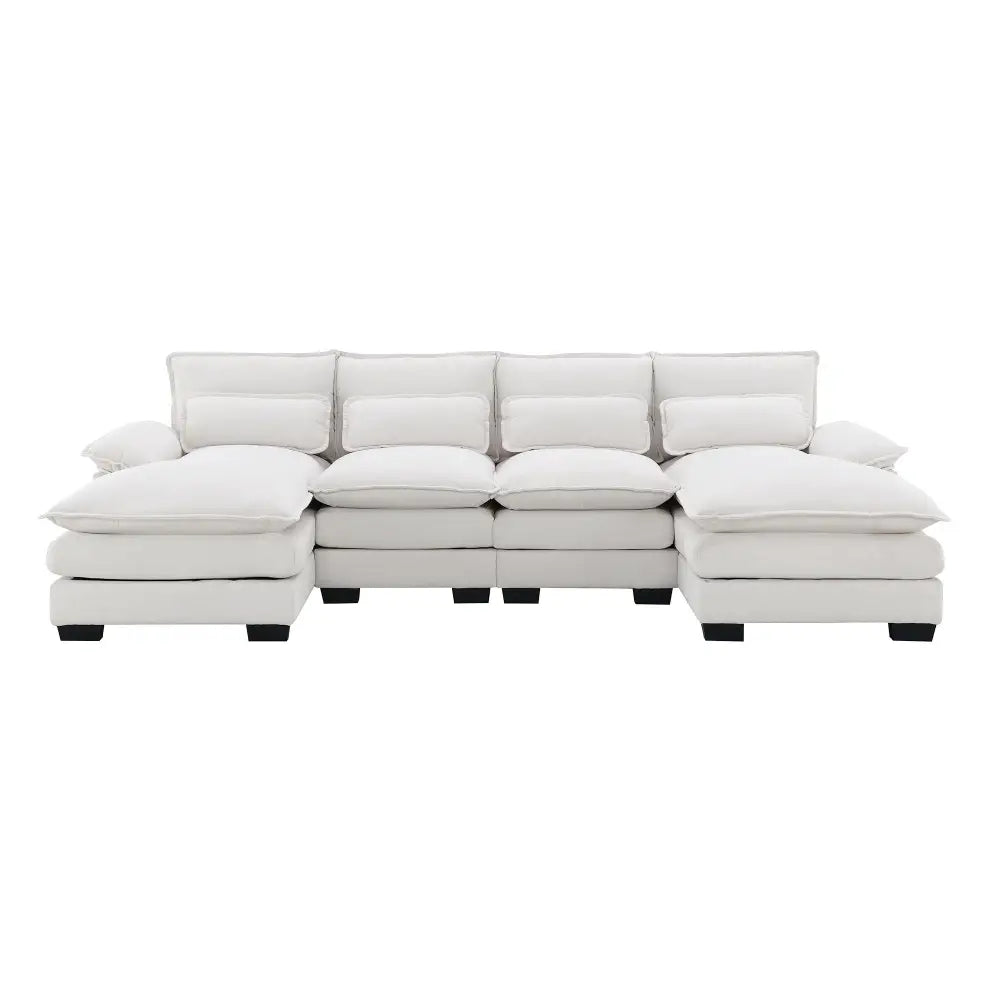 White modular sectional sofa with high density foam in a package size of six