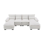White Chenille U Shaped Sectional Sofa with high density foam and package quantity six